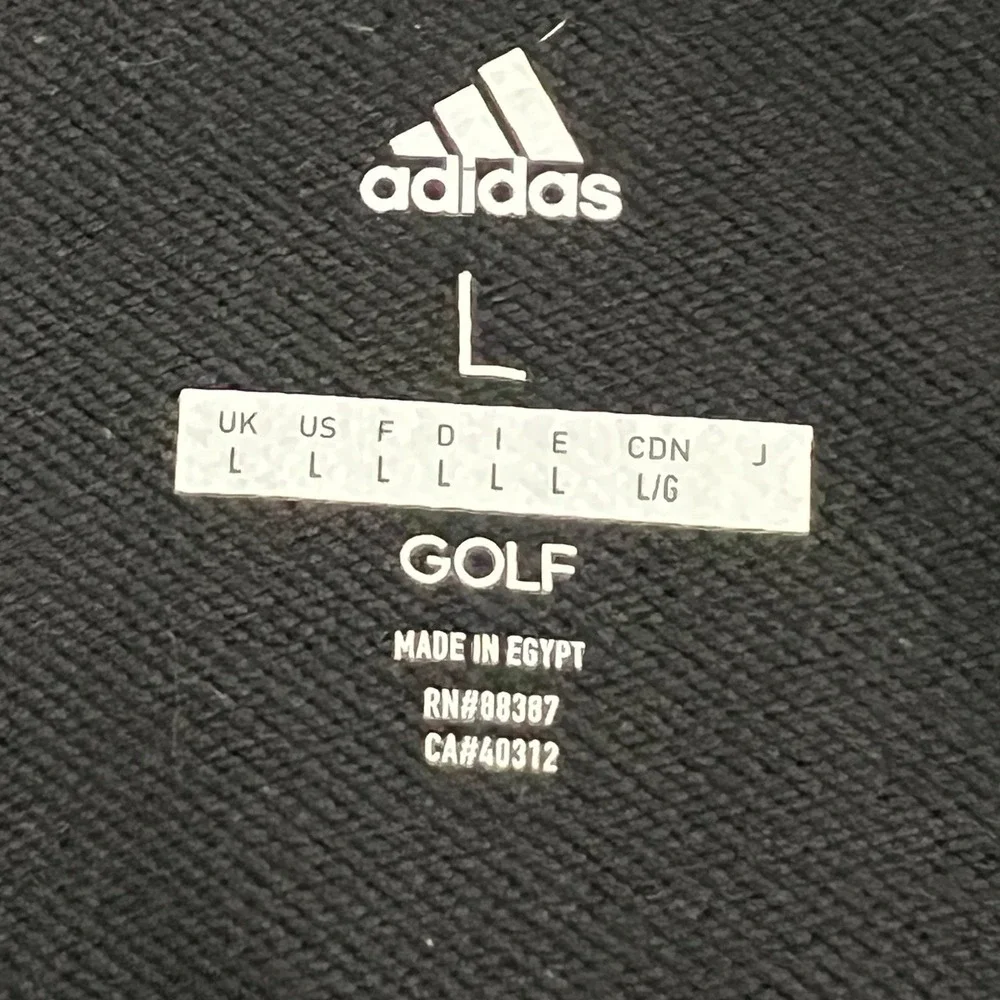 Adidas Golf Mens Large Black‎ Quarter Zip Pullover 3-Stripes Long Sleeve